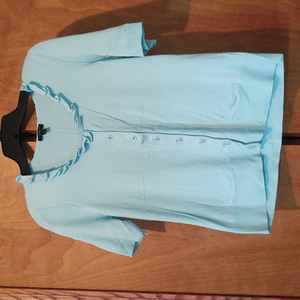 Large Talbot's Blue Ruffle neck detail Sweater